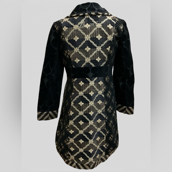 Desigual Embroidered Patchwork A-Line Coat Funnel Collar Button Front Jacket - Picture 3 of 16